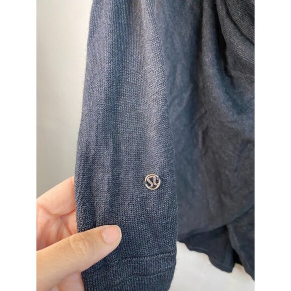 Lululemon Size 2? Black Iconic Sweater Wrap Cardigan Cashmere Blend GUC - Picture 4 of 7